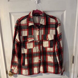 Kendall & Kylie Red Plaid Teddy Jacket